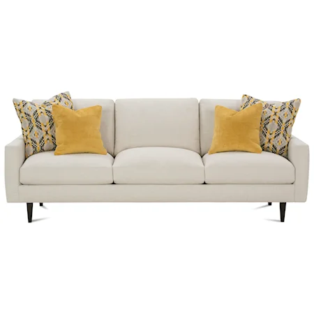 Contemporary Sofa with Track Arms and Tapered Wood Feet